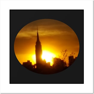 Empire State Building Sunset Circle Posters and Art